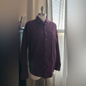 Versace 19.69 Italia Button-Up Shirt Burgundy Solid Long Sleeve Size L